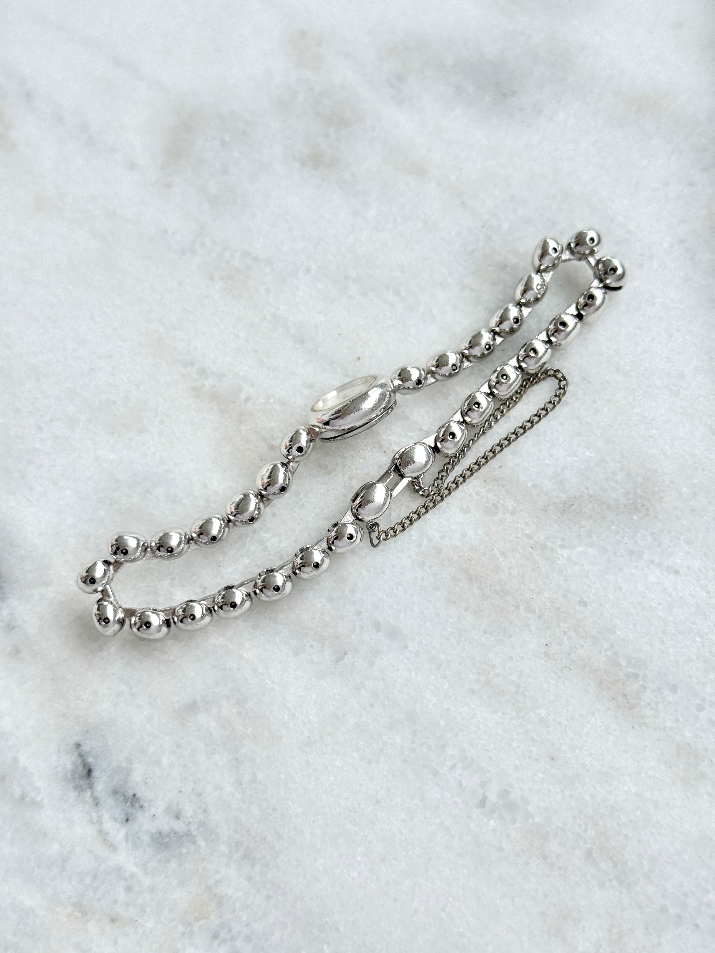 Rare 1980s Seiko Mini Beaded Silver Toned Bracelet