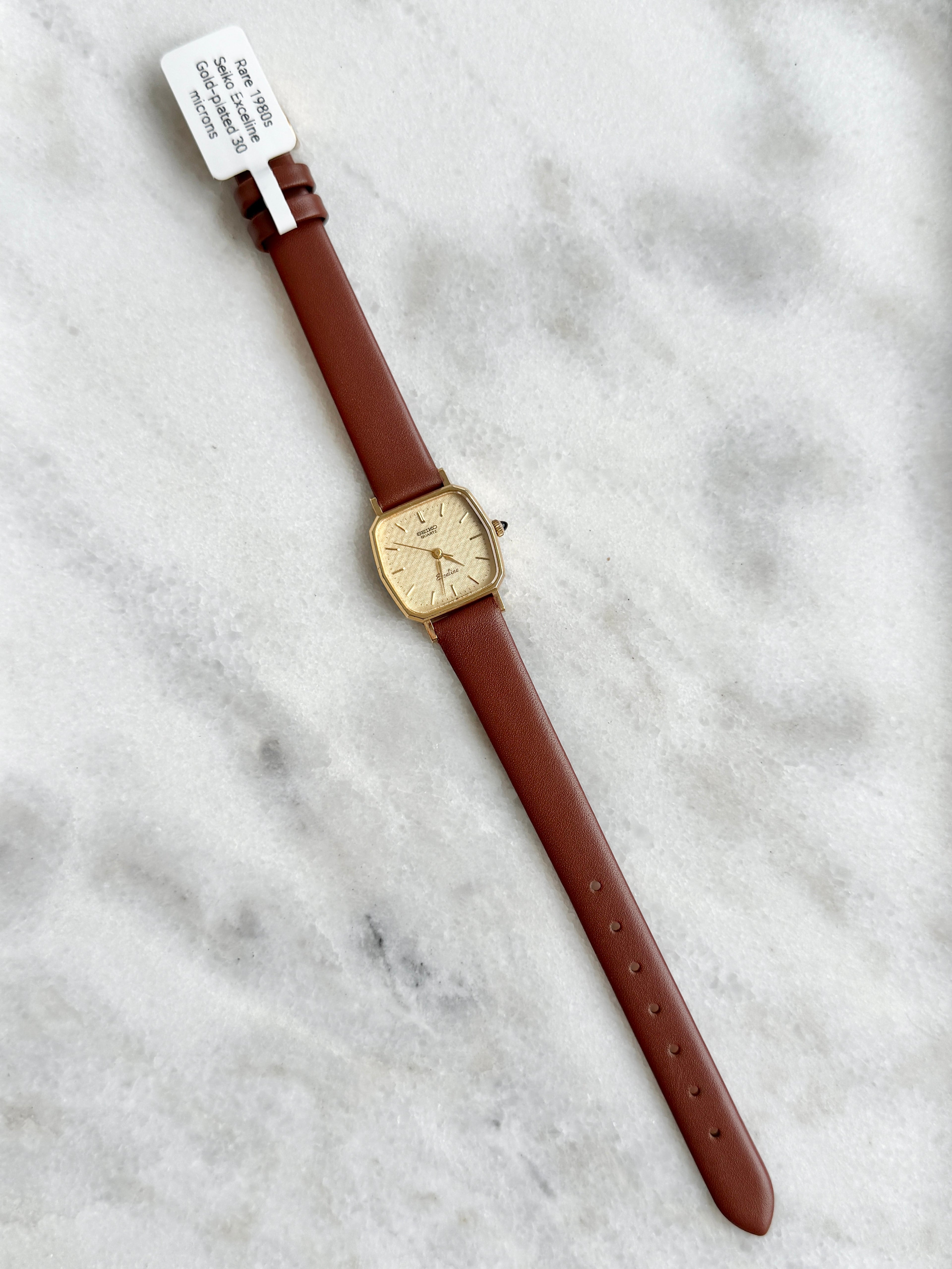 Vintage 1980s Seiko Exceline Gold-plated Textured Champagne Dial