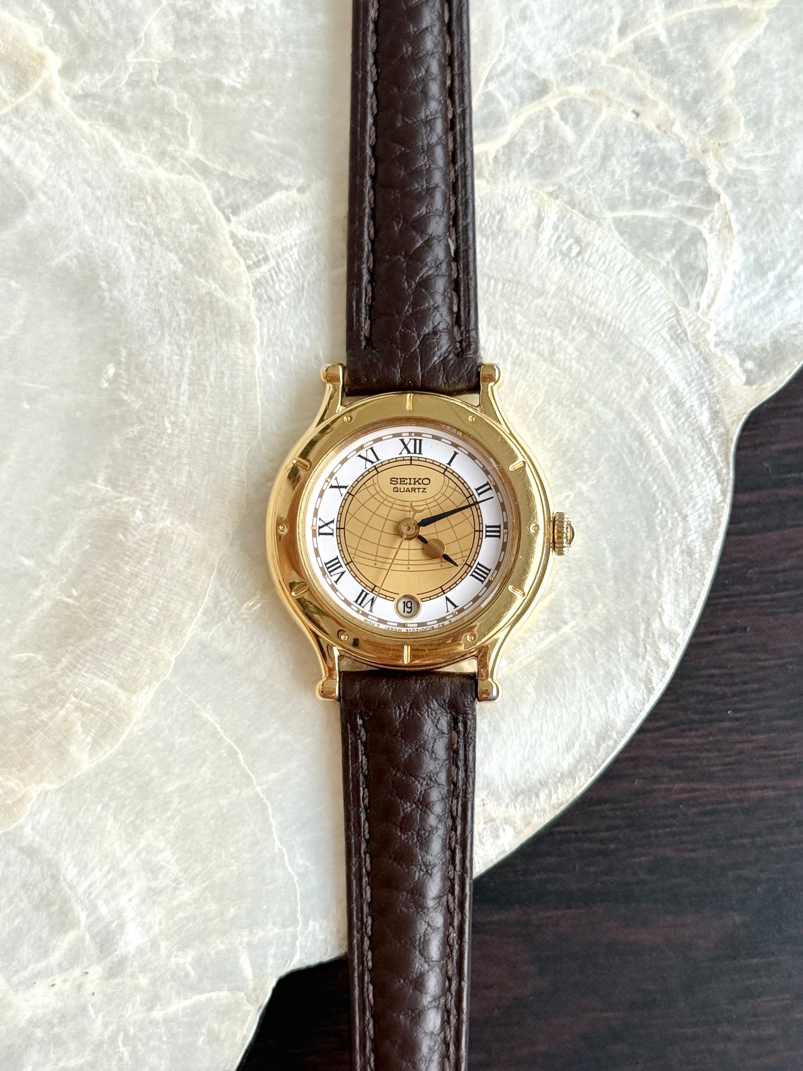 Very Rare Vintage 1990s Seiko Age of Discovery - Ladies Golden Globe