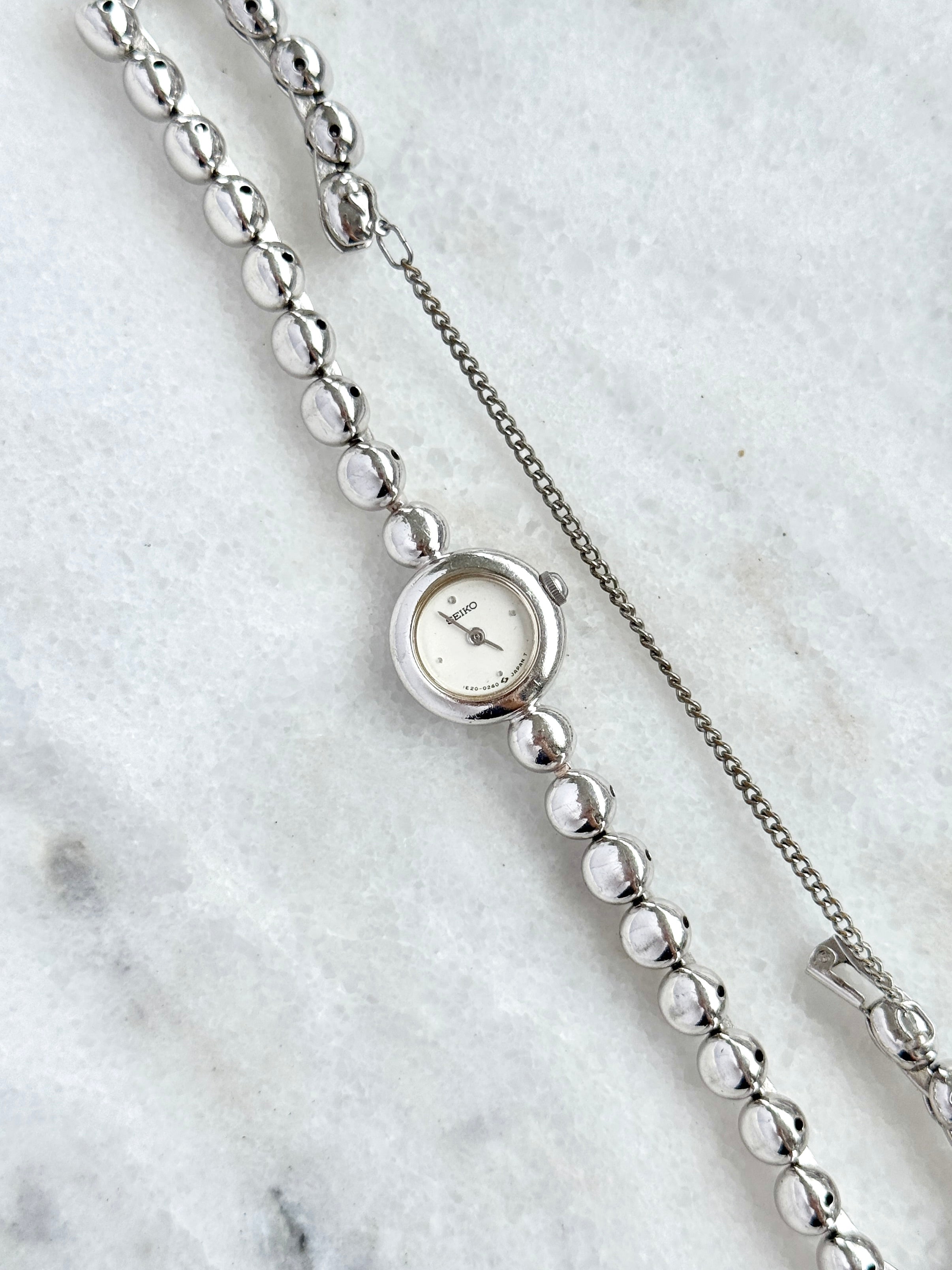 Rare 1980s Seiko Mini Beaded Silver Toned Bracelet
