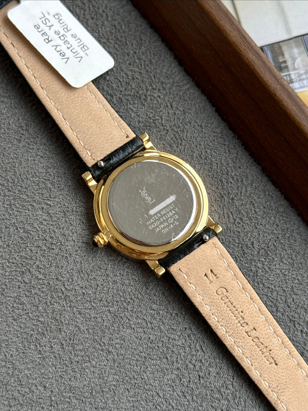 Rare Vintage 1990s Yves Saint Laurent YSL 26mm Blue Border Black Dial