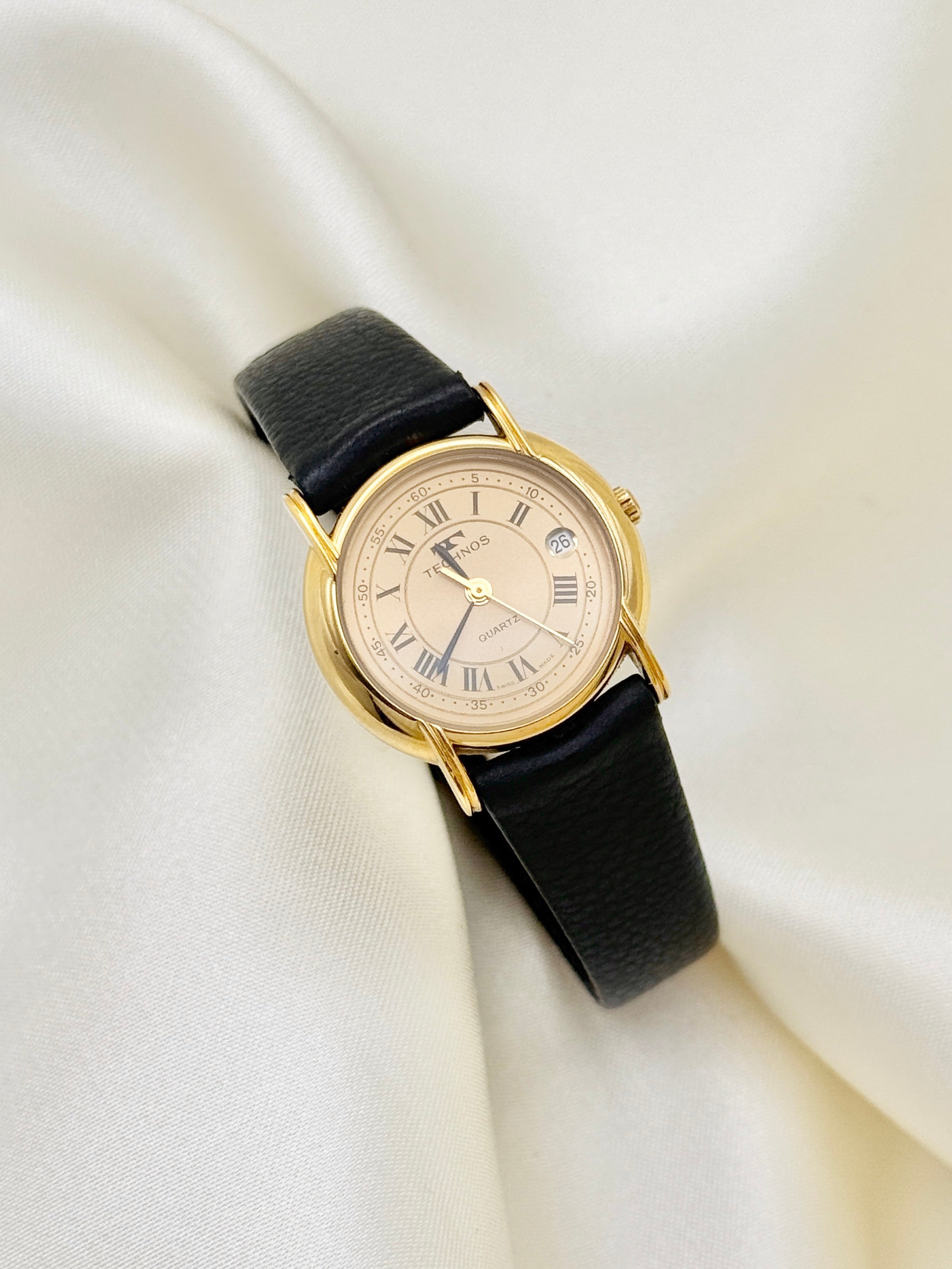 Technos Swiss Made Gold Dial with Date Indicator