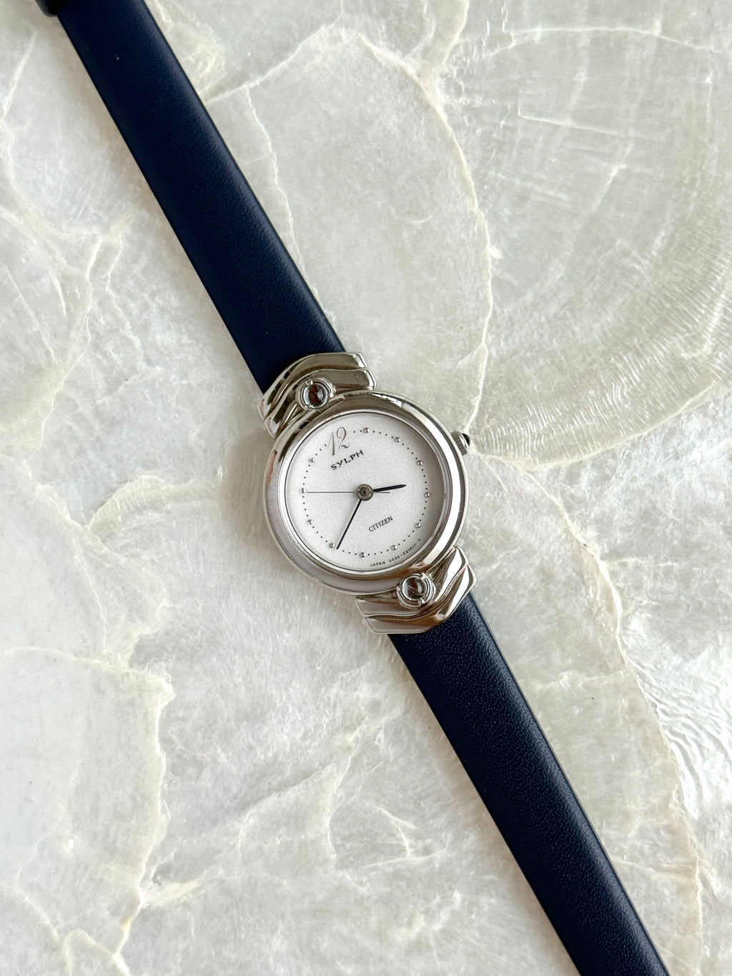 Vintage Sylph by Citizen Petite Silver Toned with Navy Straps