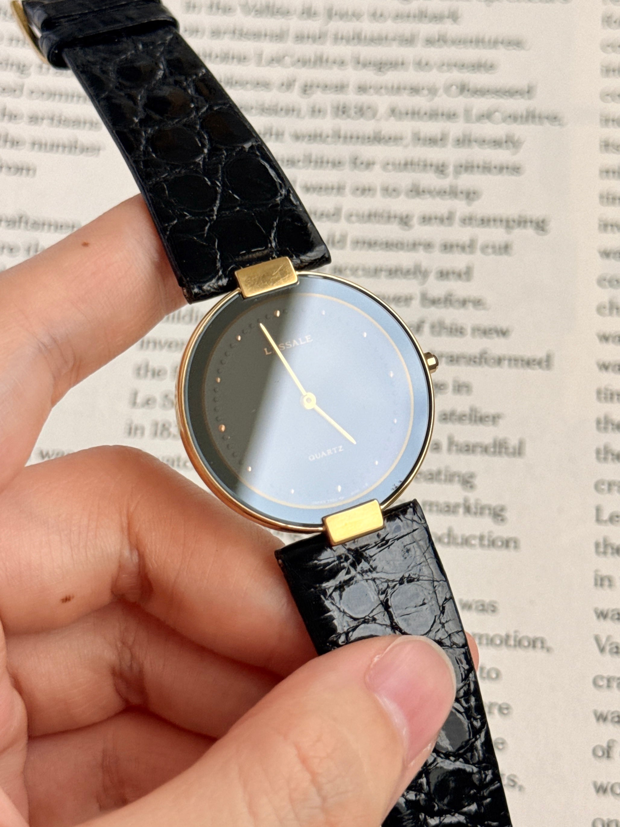 Rare Full Original Vintage Seiko Lassale Ultra-Thin Profile "Black Moon"