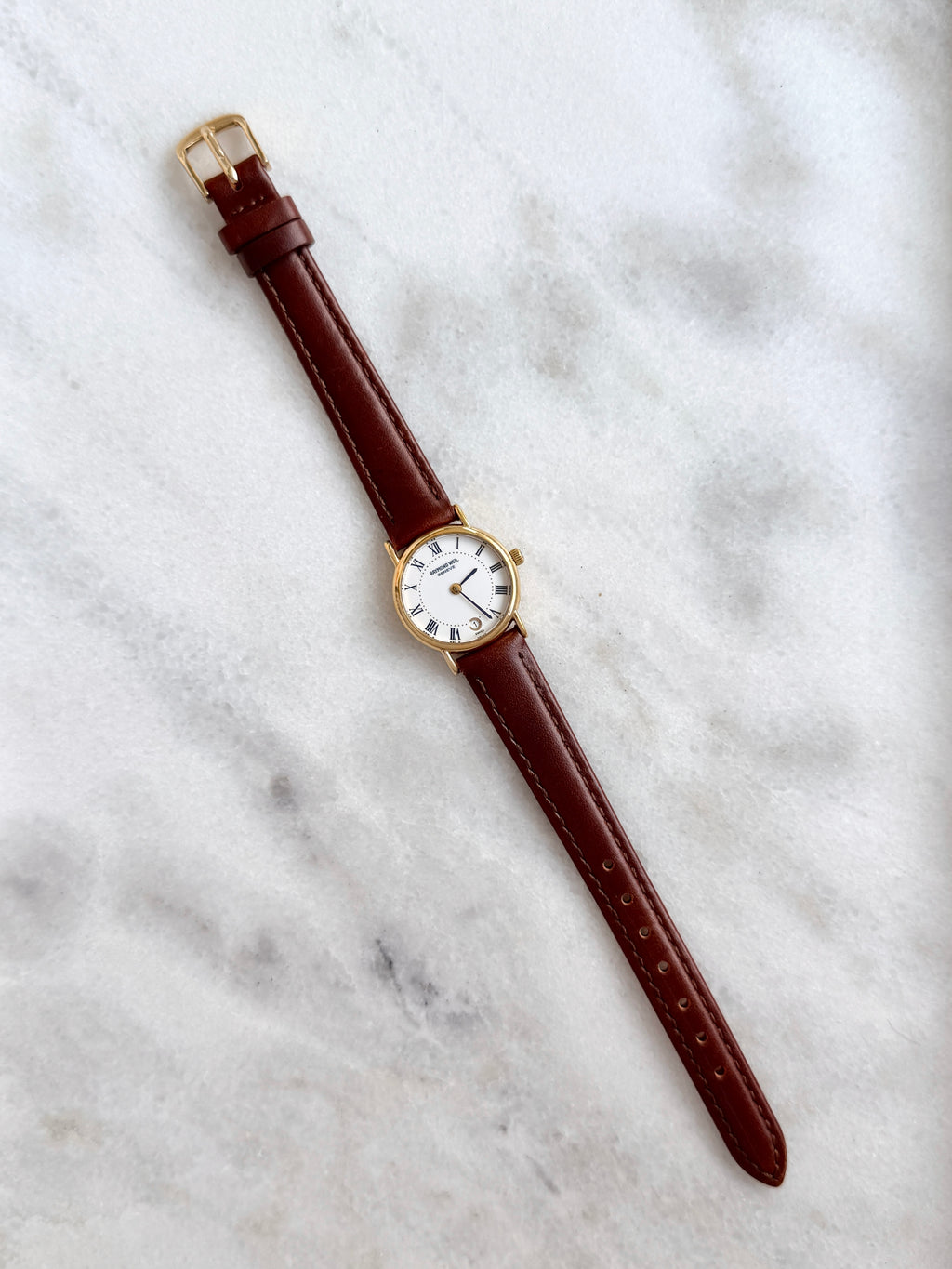 Vintage Raymond Weil 18k Gold-Plated Case with Date Window