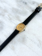 Vintage Seiko 1980s Exceline Gold-Plated Oval Gold Textured Dial