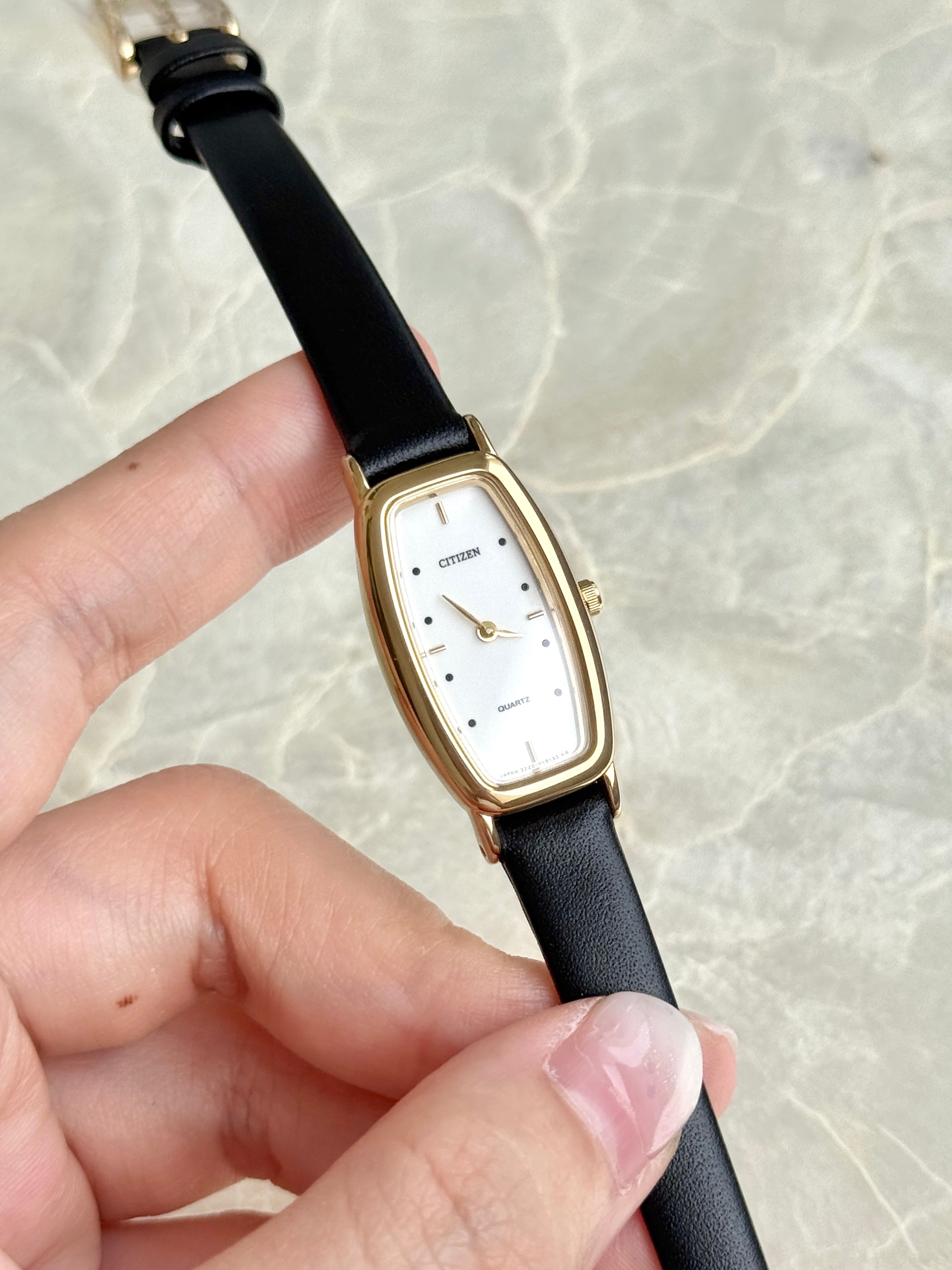 Rare Vintage Citizen Gold Toned Elongated Tonneau Case