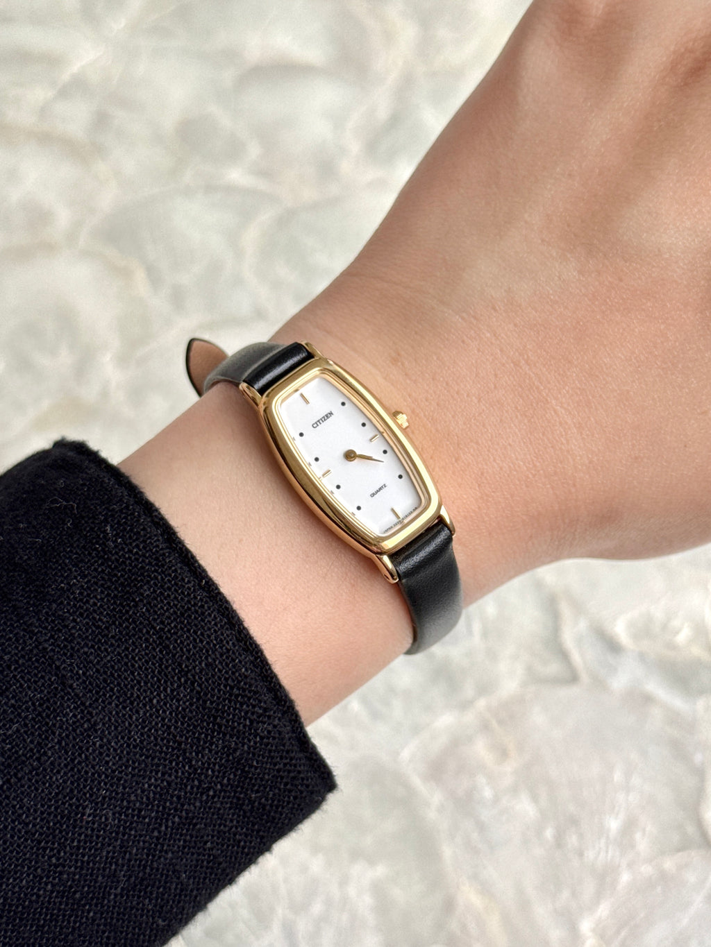 Rare Vintage Citizen Gold Toned Elongated Tonneau Case
