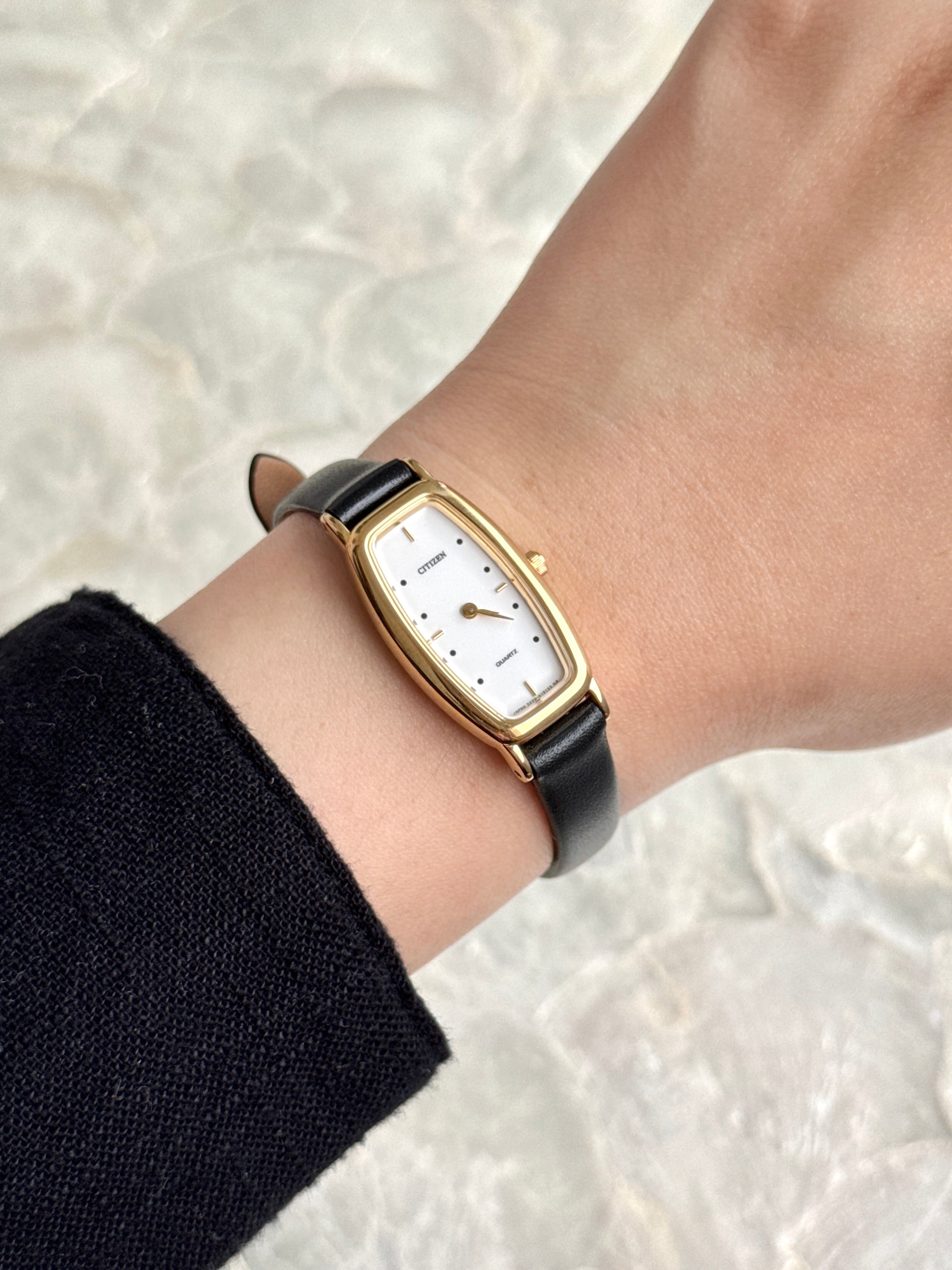 Rare Vintage Citizen Gold Toned Elongated Tonneau Case