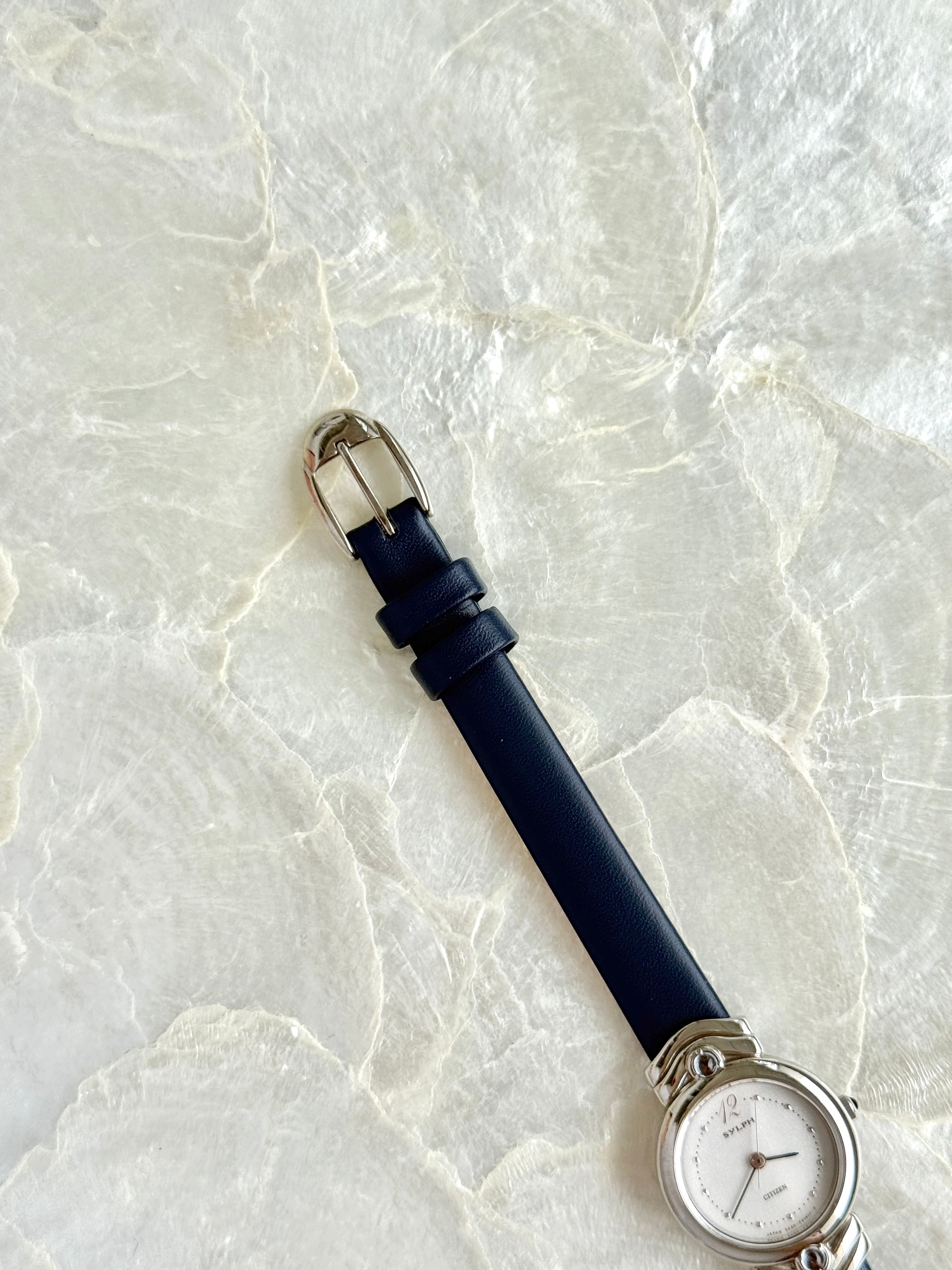 Vintage Sylph by Citizen Petite Silver Toned with Navy Straps