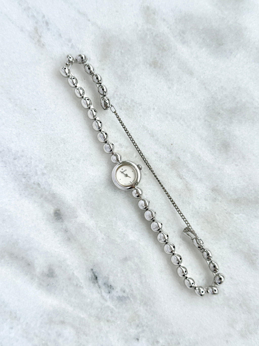 Rare 1980s Seiko Mini Beaded Silver Toned Bracelet