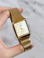 Vintage 1985 Seiko Chronos 29mm Rectangular Case with Integrated Bracelet