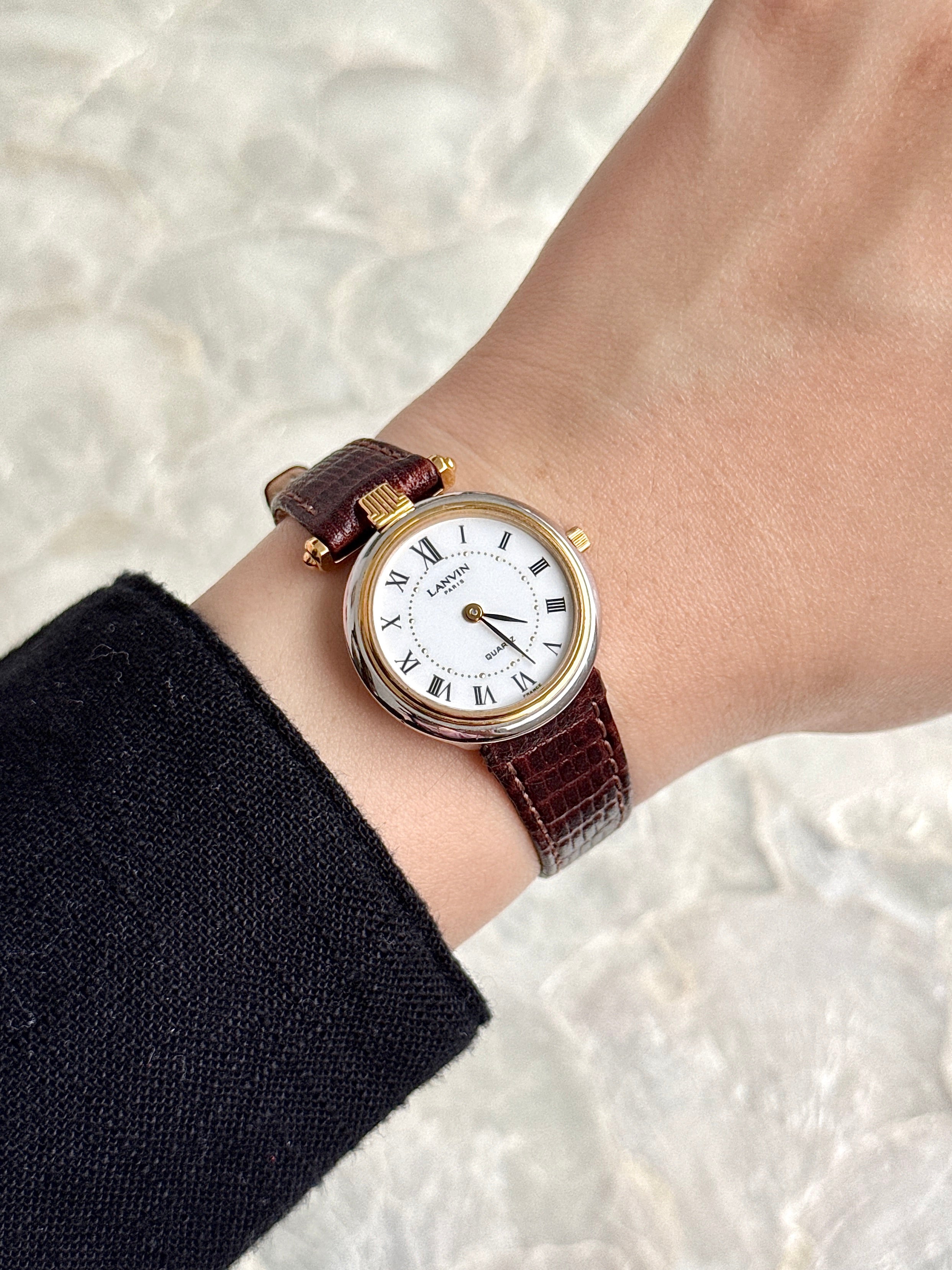 Rare Vintage Lanvin 26mm Two Toned Roman Numerals