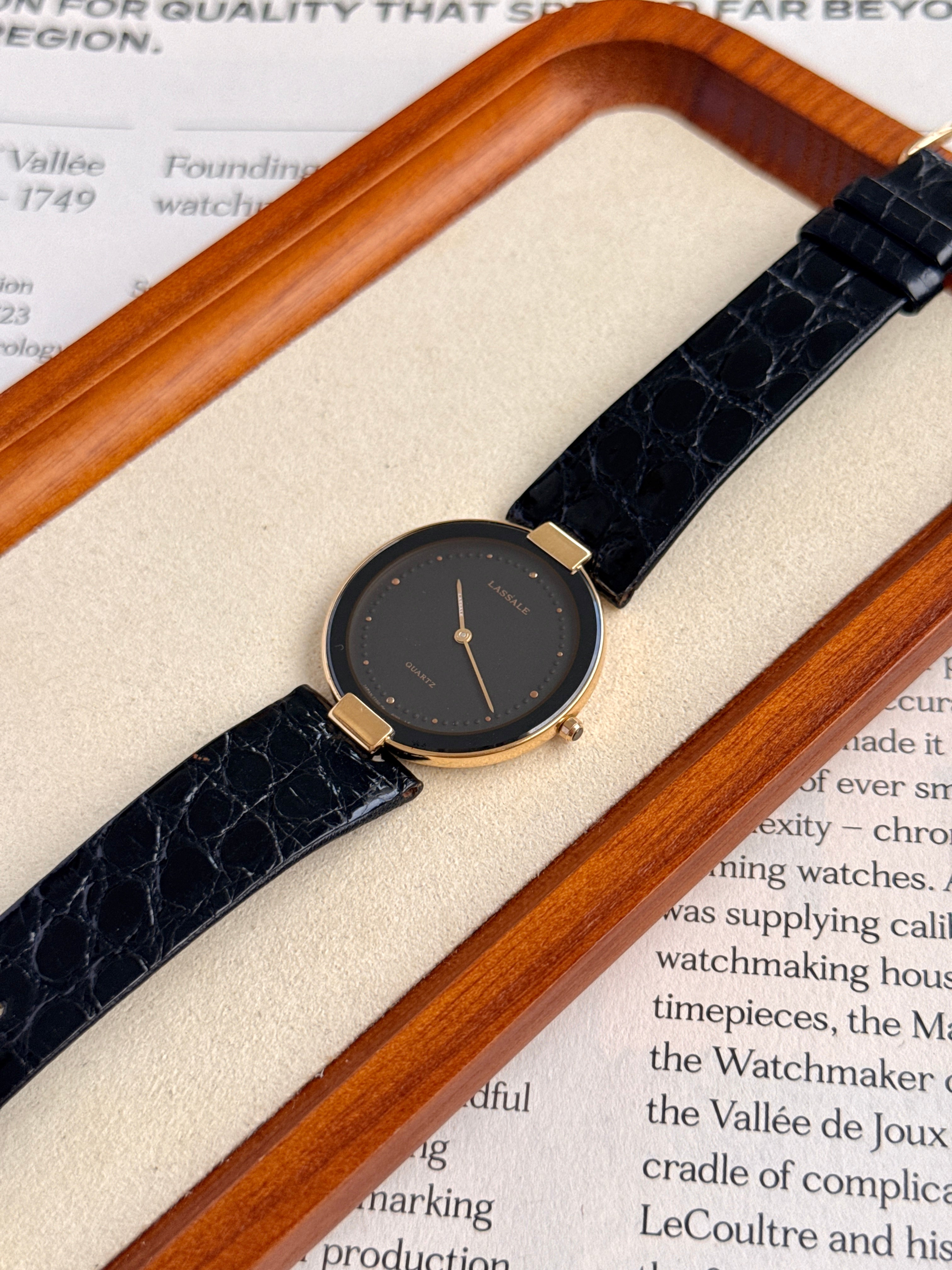 Rare Full Original Vintage Seiko Lassale Ultra-Thin Profile "Black Moon"