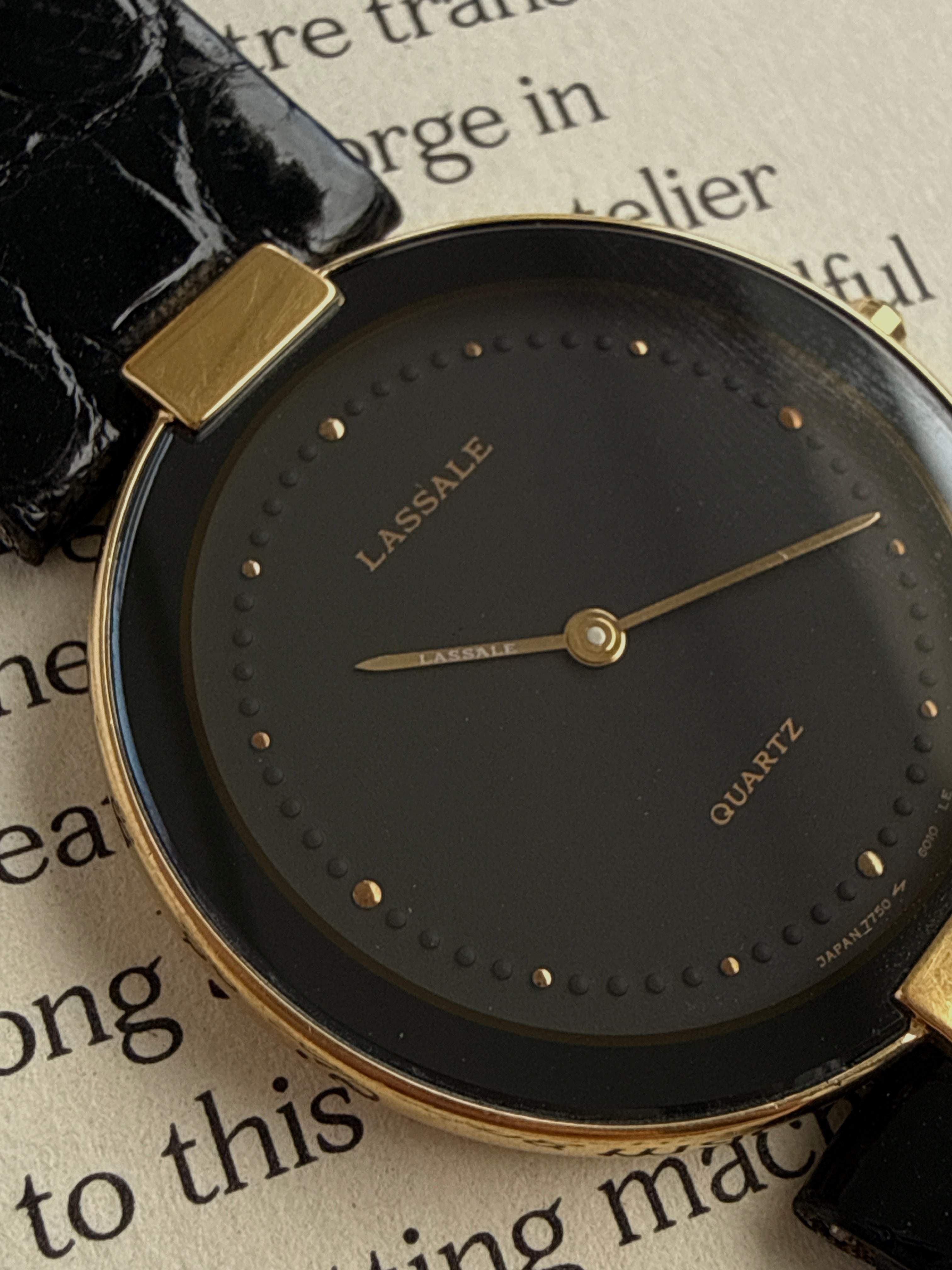 Rare Full Original Vintage Seiko Lassale Ultra-Thin Profile "Black Moon"