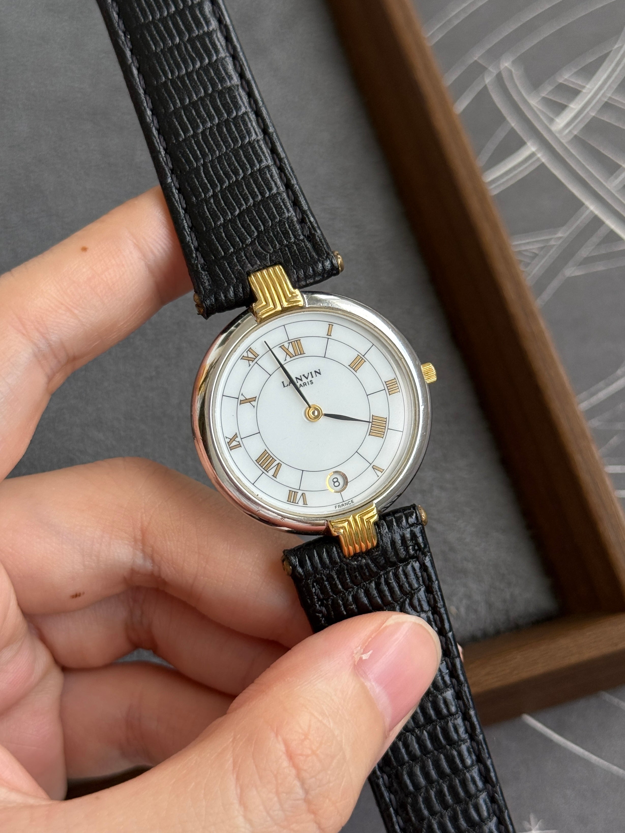 Rare Vintage 1990s Lanvin 30mm Roman Numerals with Date Indicator