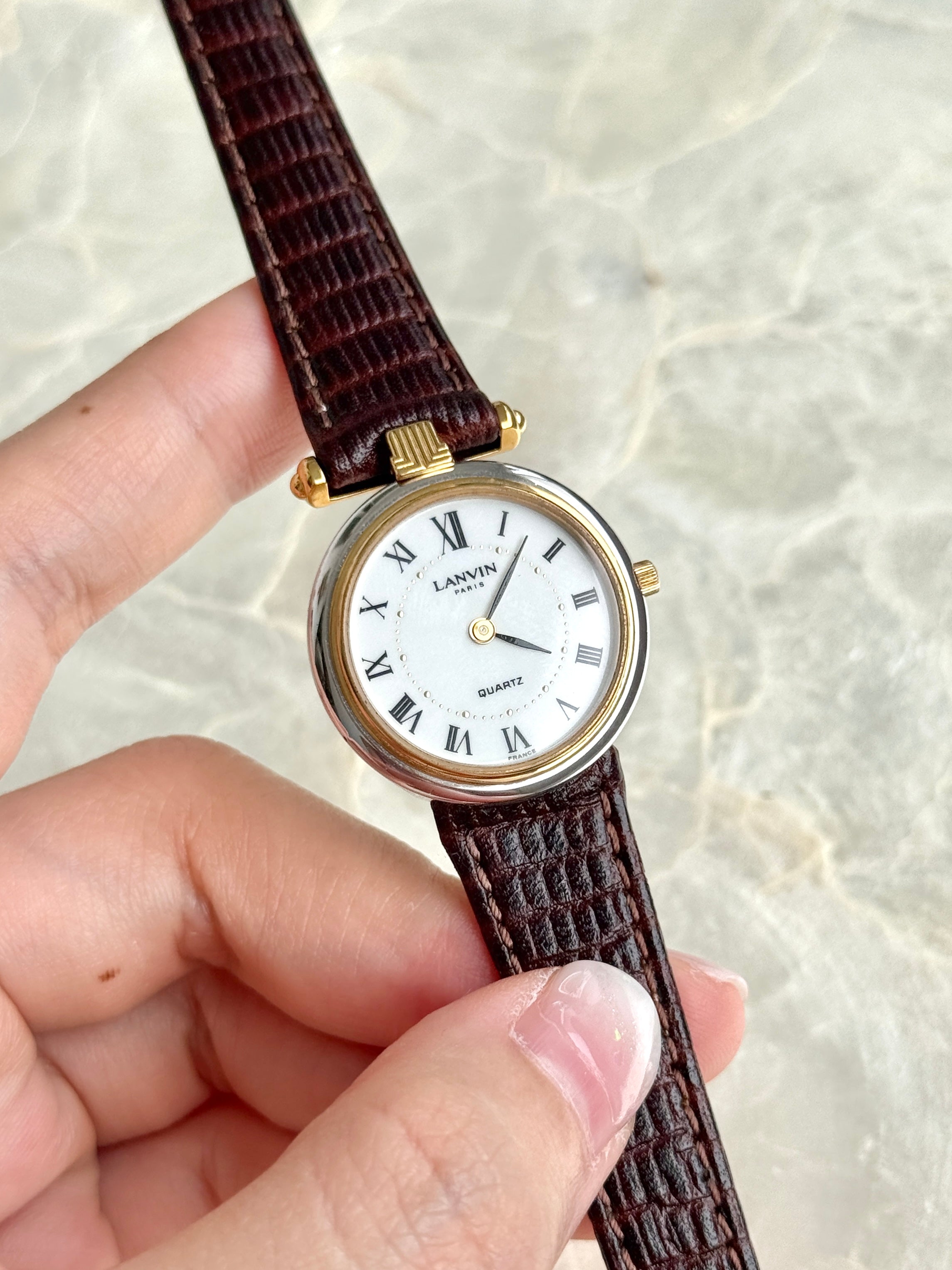 Rare Vintage Lanvin 26mm Two Toned Roman Numerals