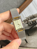 Rare 1987 Vintage Seiko Exceline Tank Faceted Glass Braided Band Bracelet