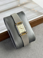 Rare 1987 Vintage Seiko Exceline Tank Faceted Glass Braided Band Bracelet