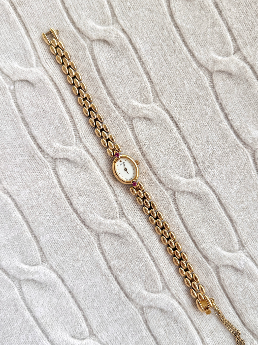 Vintage 1990s Seiko Petite Oval Case with Ruby