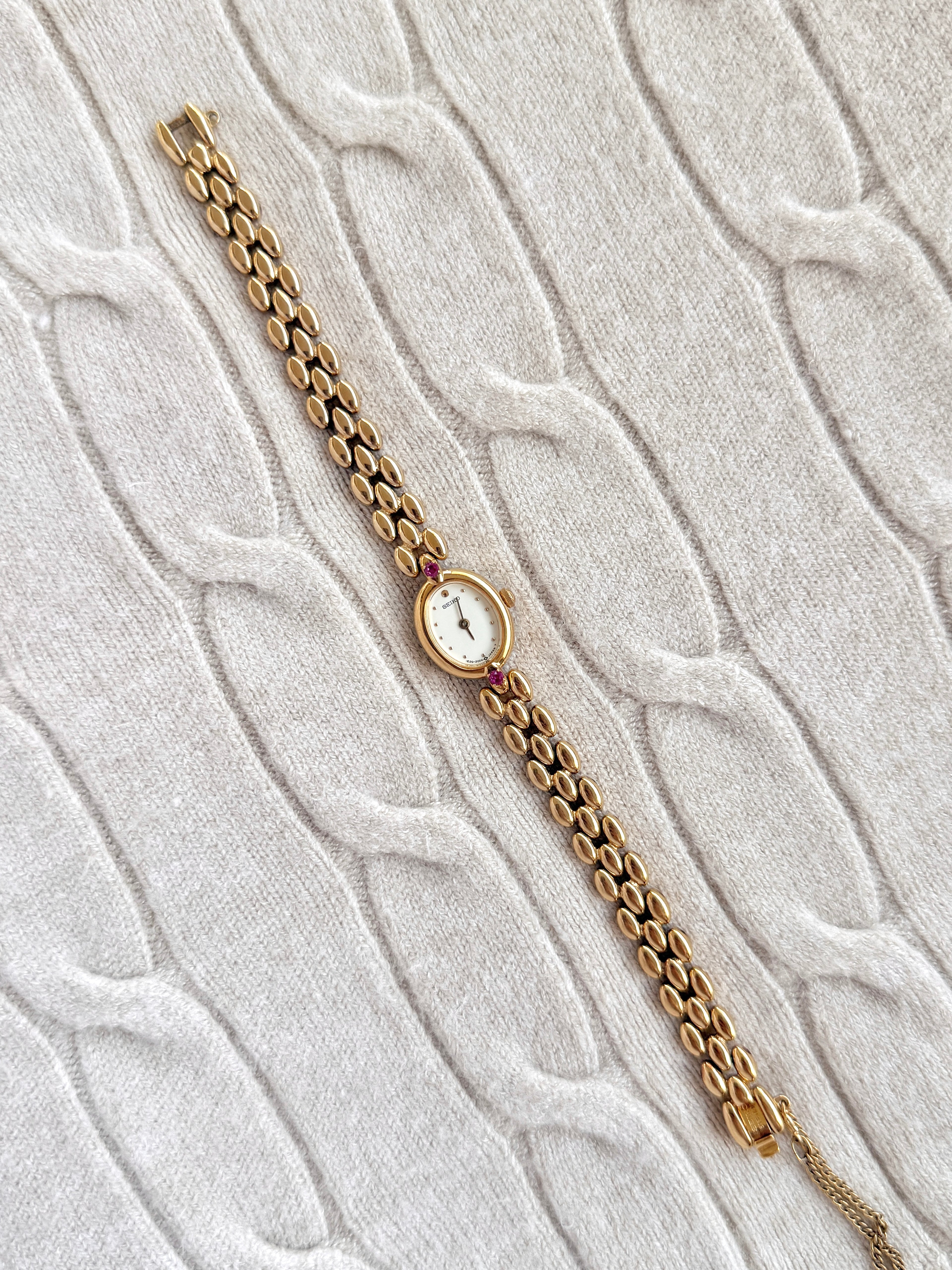 Vintage 1990s Seiko Petite Oval Case with Ruby