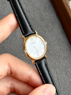 Rare Vintage 1990-2000s Seiko Exceline Mother-of-pearl Oval Dial with Diamonds