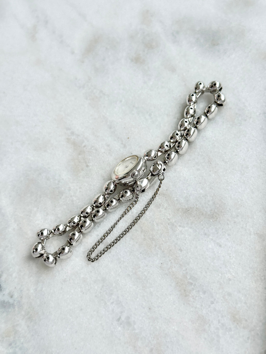 Rare 1980s Seiko Mini Beaded Silver Toned Bracelet