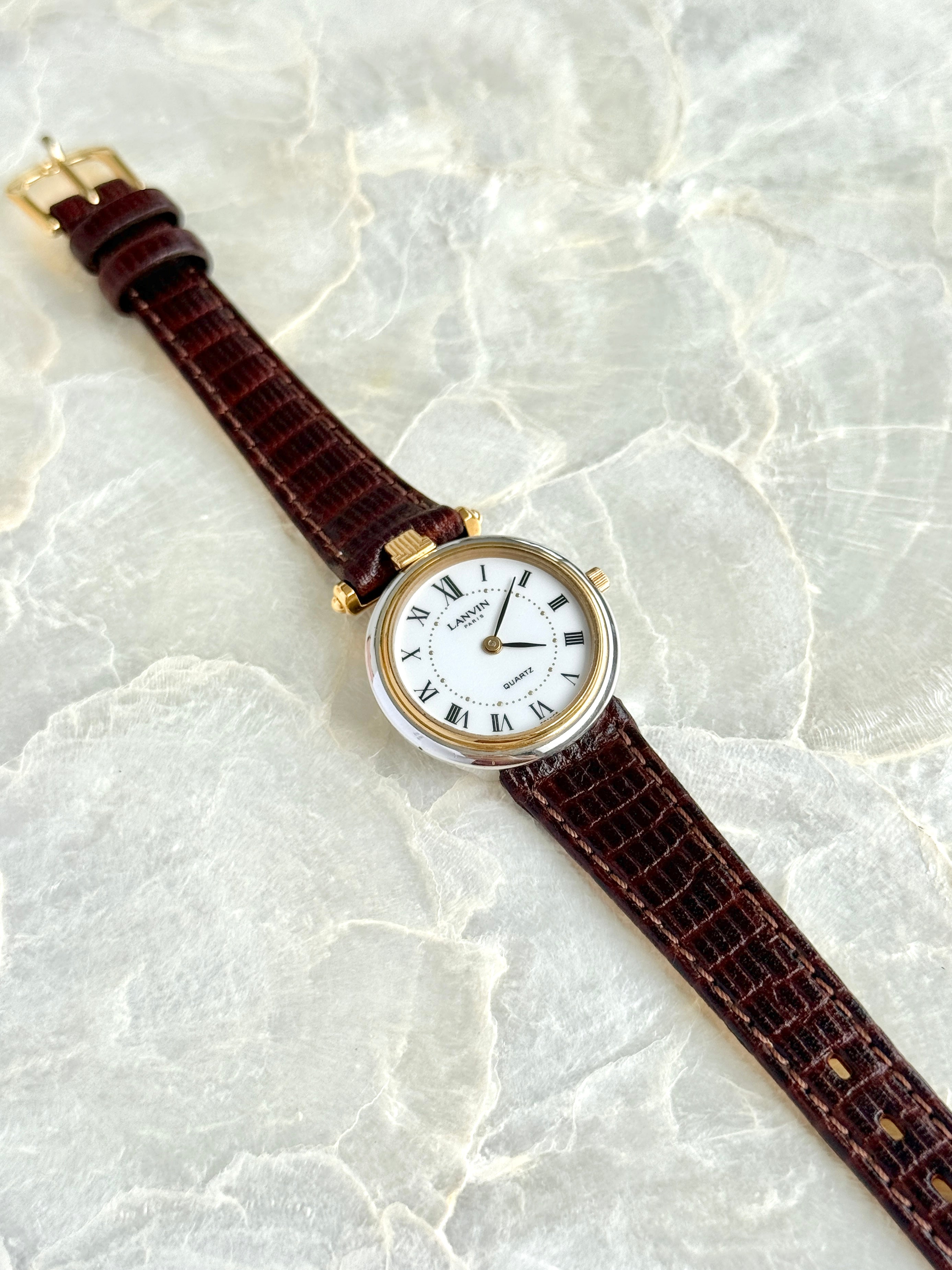 Rare Vintage Lanvin 26mm Two Toned Roman Numerals