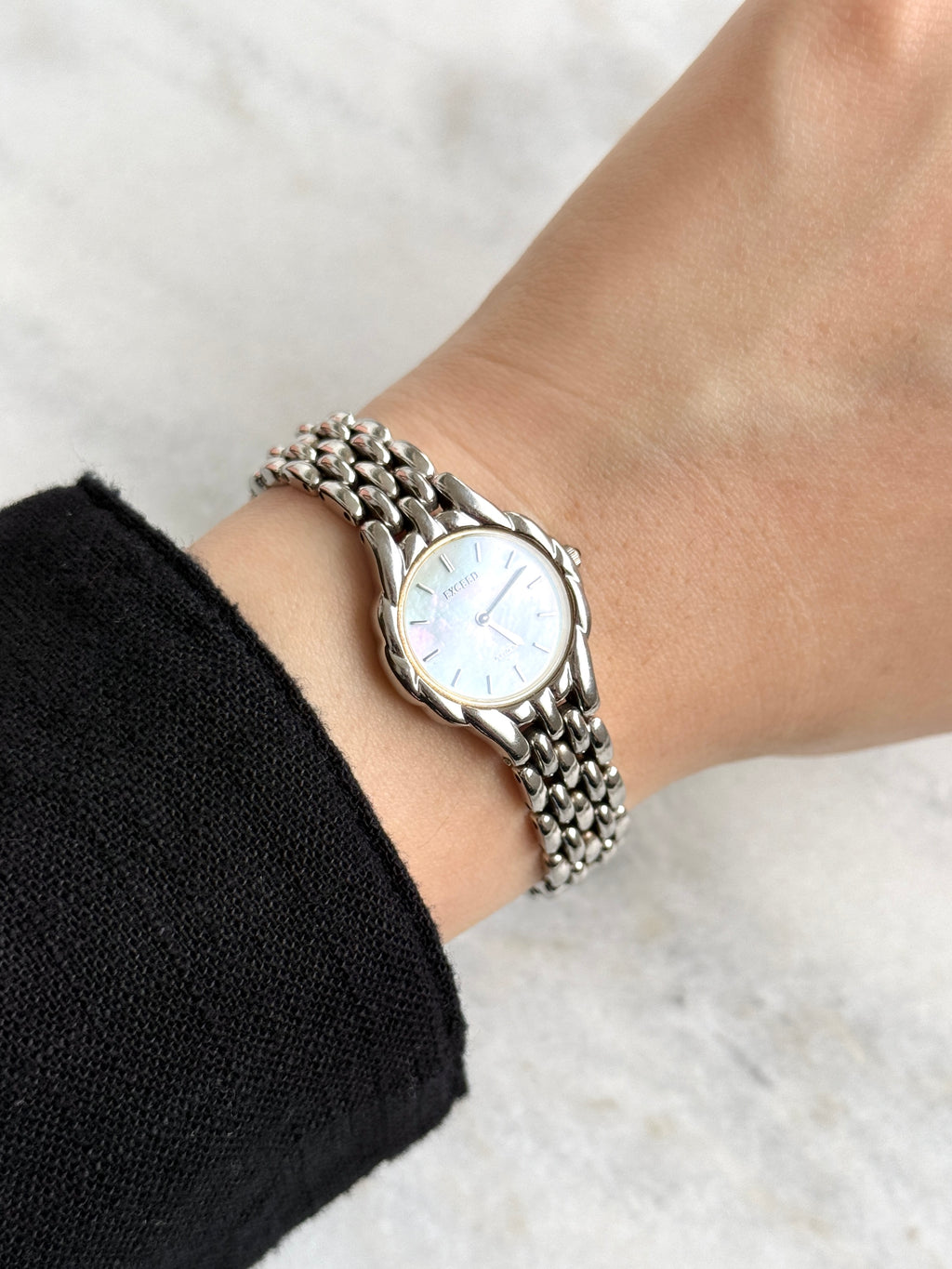 Vintage Exceed by Citizen Mother-of-pearl Dial with Beads-of-Rice Bracelet