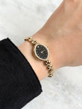 Vintage Alba Champagne Gold Marquise Case with Black Dial