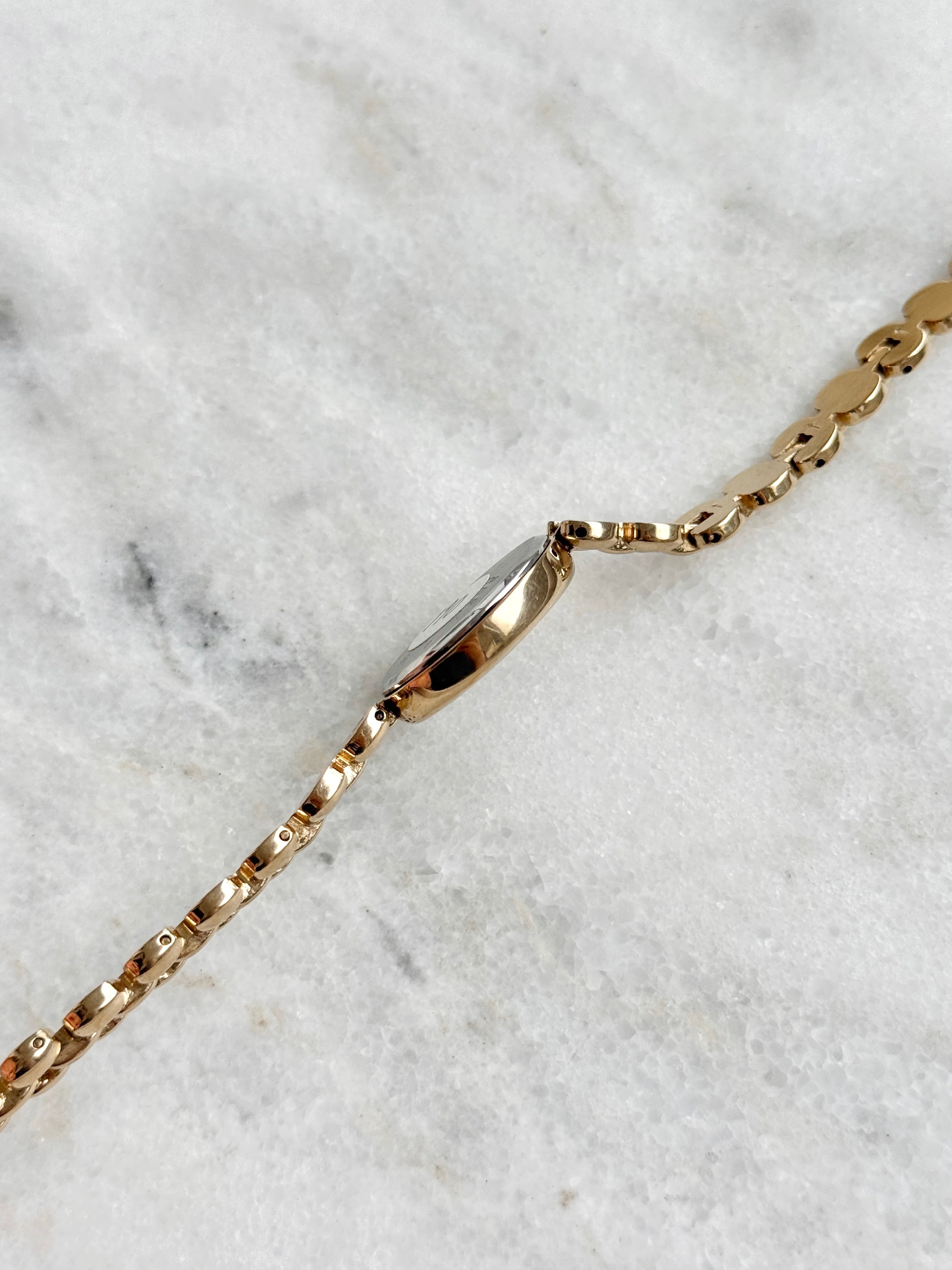 Vintage Alba Champagne Gold Marquise Case with Black Dial