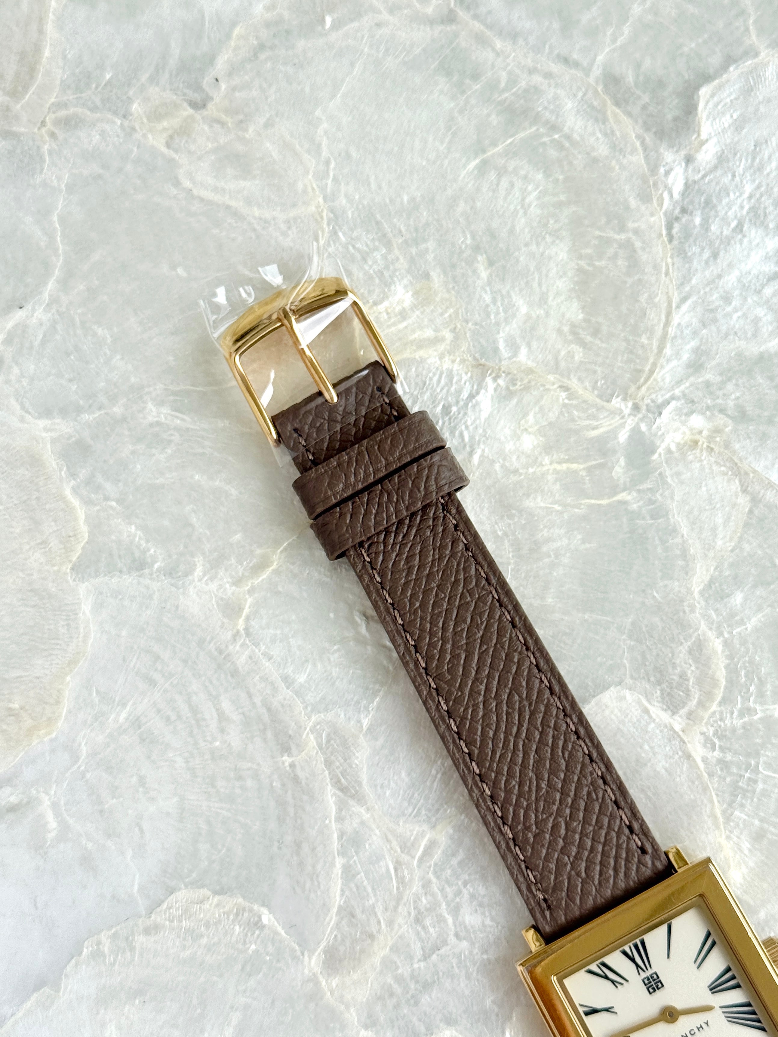Vintage Givenchy Essence "Exploding" Roman Numerals Gold Toned Square Case