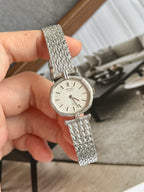 Vintage 1989 Seiko Octagonal Braided Silver Toned Metal Band Bracelet