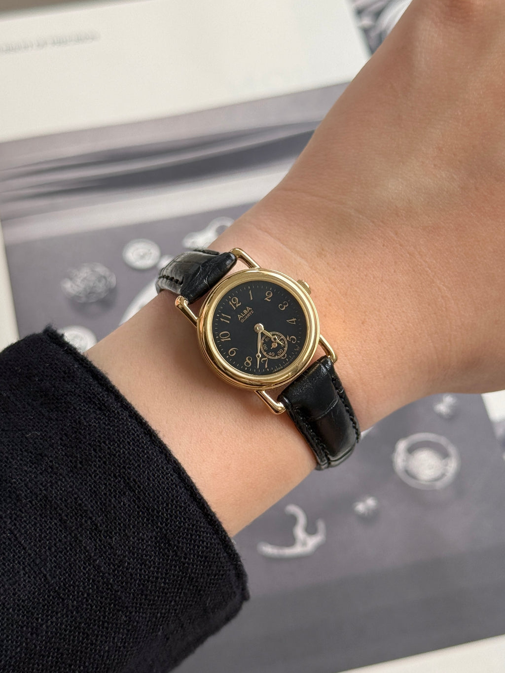 Vintage Alba Black Dial Breguet Numerals with Sub-Second Dial