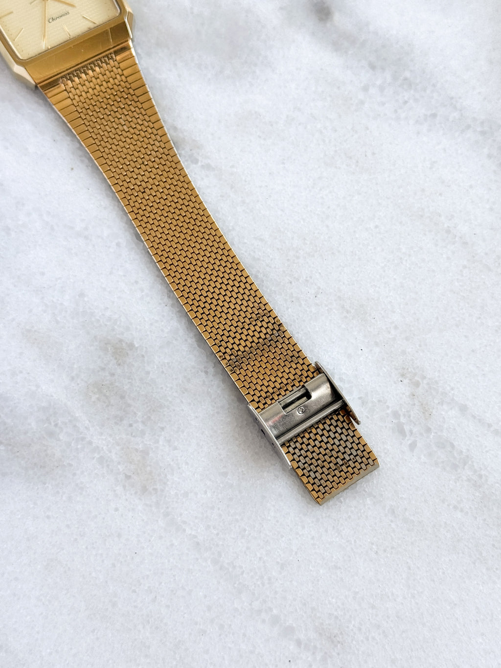 Vintage 1985 Seiko Chronos 29mm Rectangular Case with Integrated Bracelet