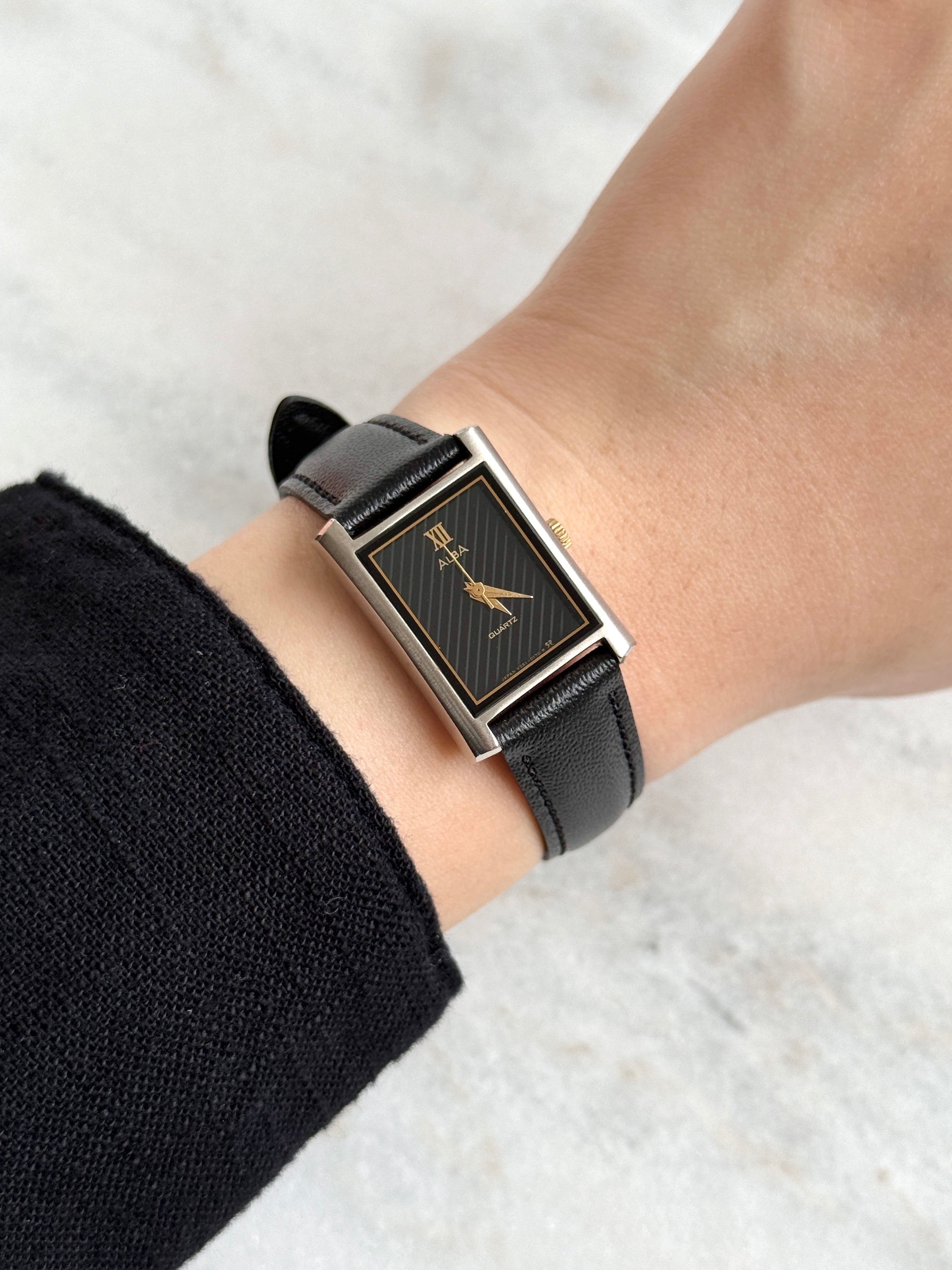 Vintage Alba Black Diagonal Stripes Stainless Steel Tank