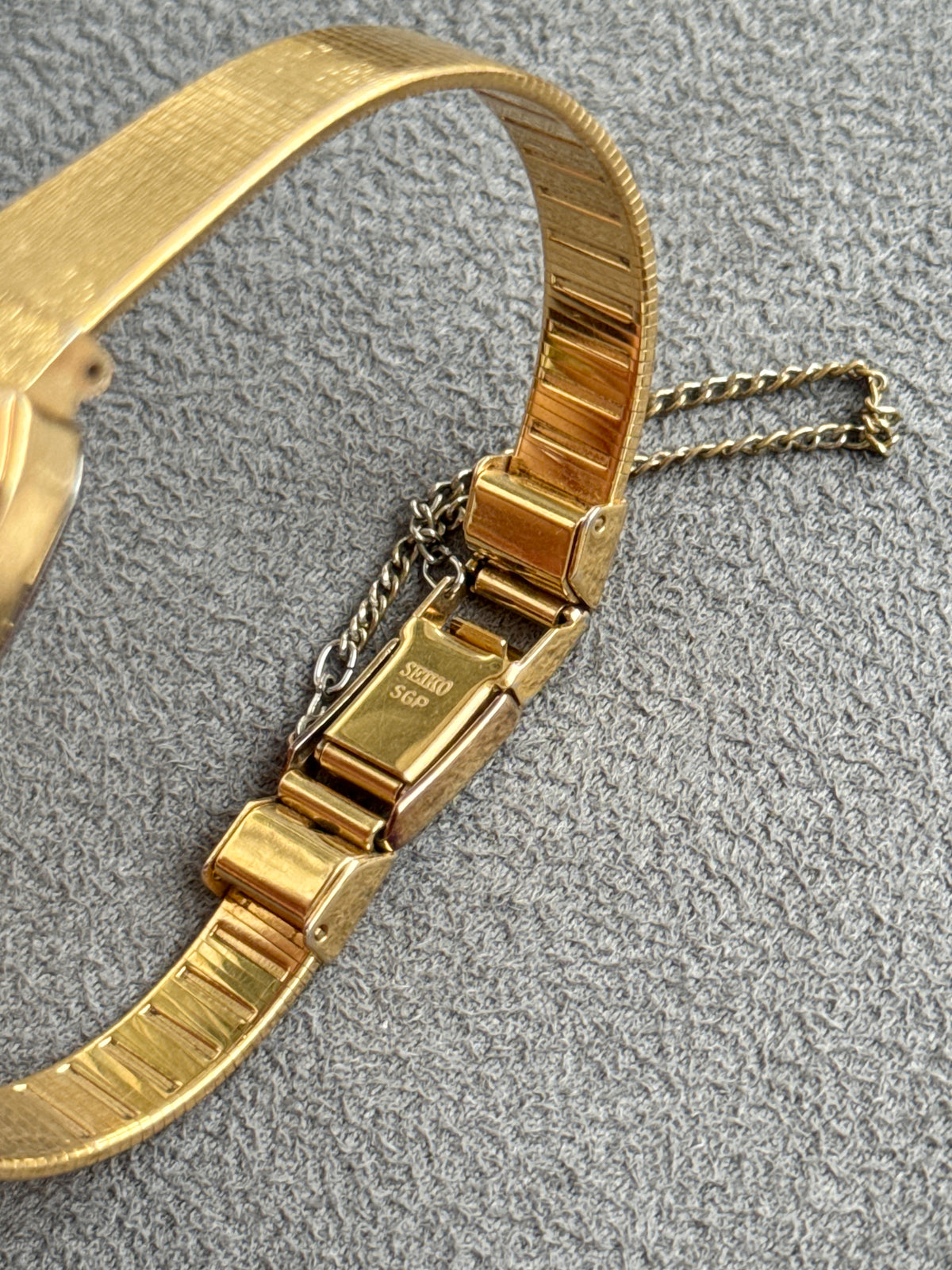 Vintage 1991 Seiko Octagonal Case Gold-Plated Metal Band Bracelet
