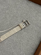 Vintage 1989 Seiko Octagonal Braided Silver Toned Metal Band Bracelet