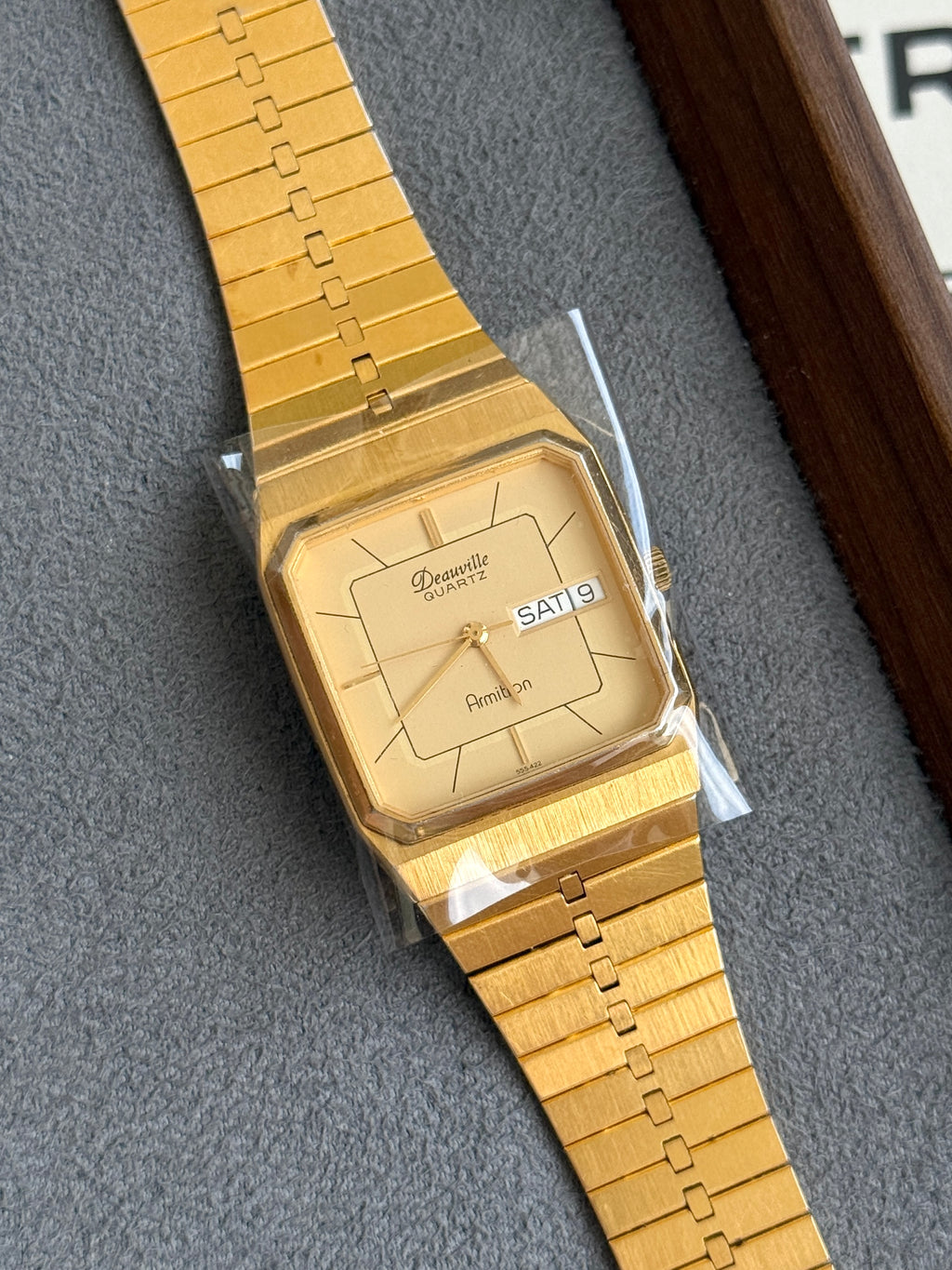 Vintage 29mm Armitron Deauville Square Case in Full Gold Tone