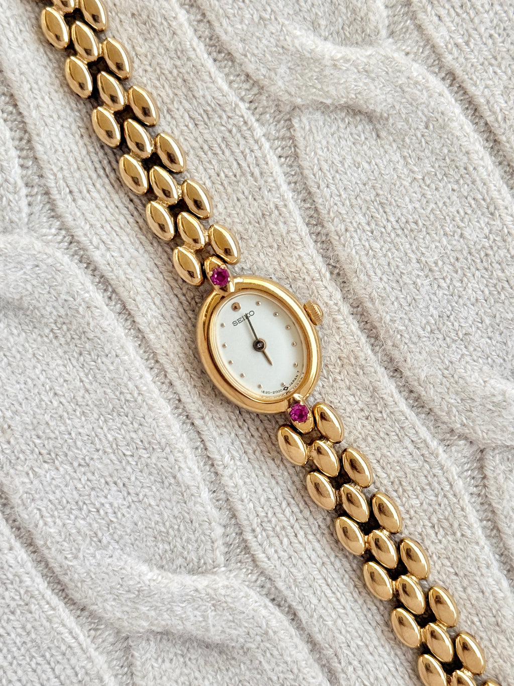 Vintage 1990s Seiko Petite Oval Case with Ruby