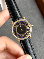 Rare Vintage 1990s Yves Saint Laurent YSL 26mm Blue Border Black Dial