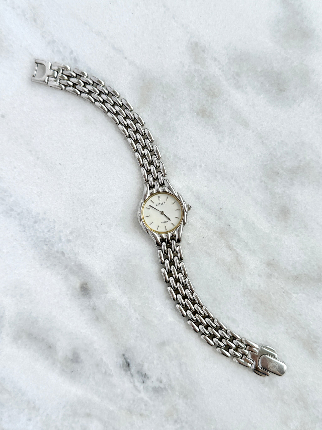 Vintage Exceed by Citizen Mother-of-pearl Dial with Beads-of-Rice Bracelet