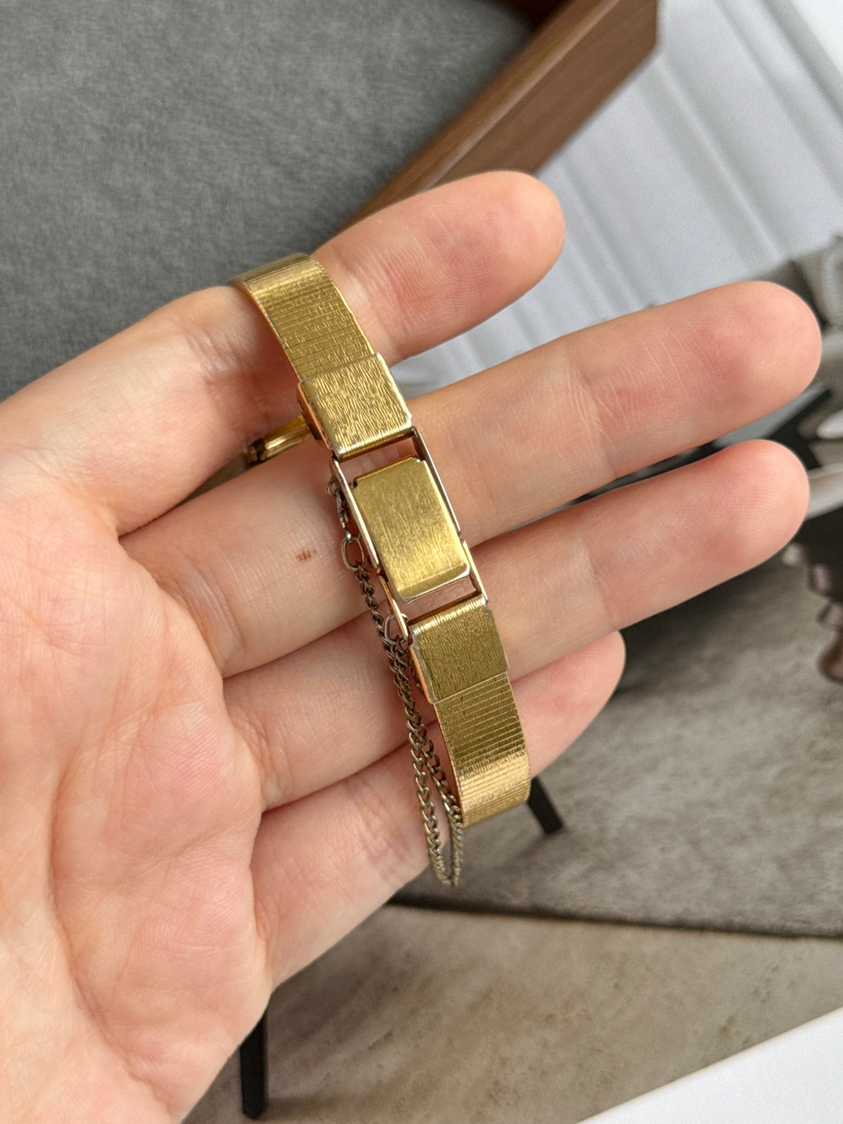 Vintage 1991 Seiko Octagonal Case Gold-Plated Metal Band Bracelet
