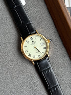 Vintage 1990s Lanvin Swiss Movement Roman Dial with Cabochon Crown