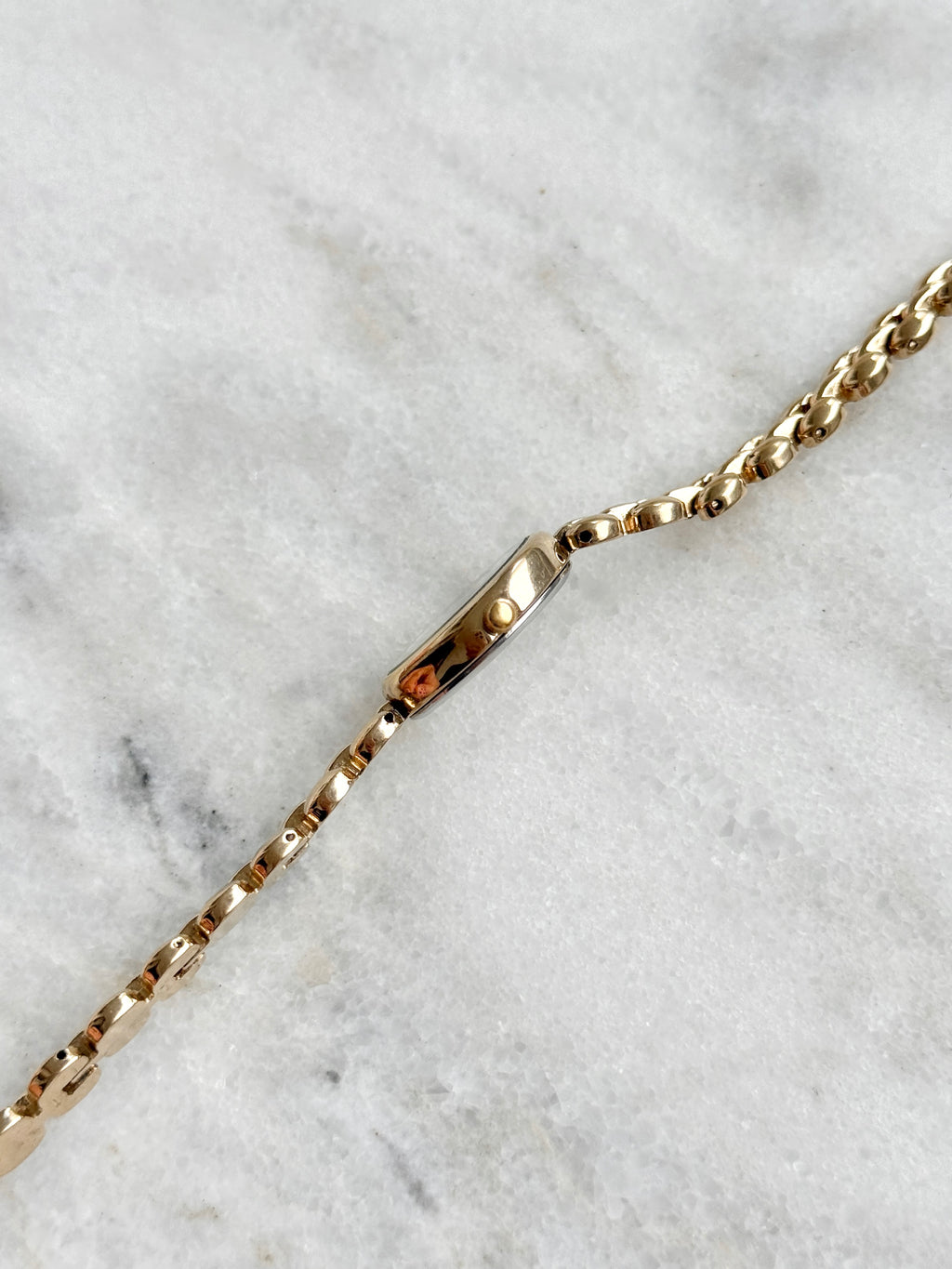Vintage Alba Champagne Gold Marquise Case with Black Dial