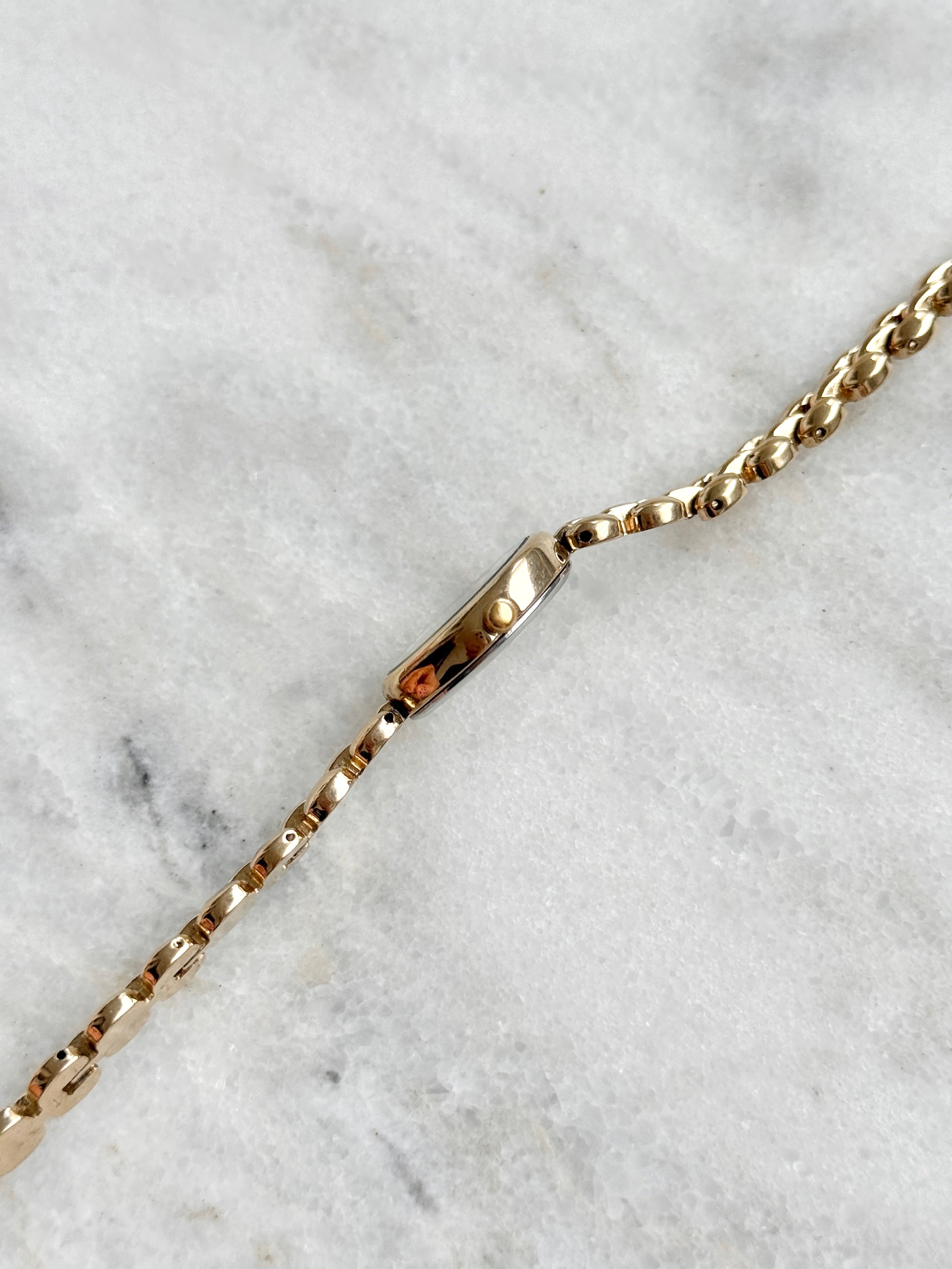 Vintage Alba Champagne Gold Marquise Case with Black Dial