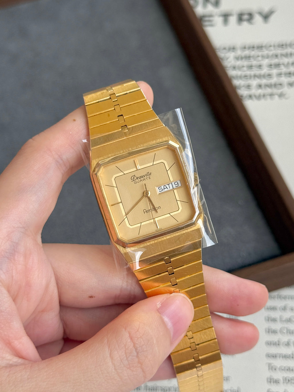 Vintage 29mm Armitron Deauville Square Case in Full Gold Tone