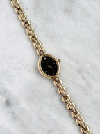 Vintage Alba Champagne Gold Marquise Case with Black Dial