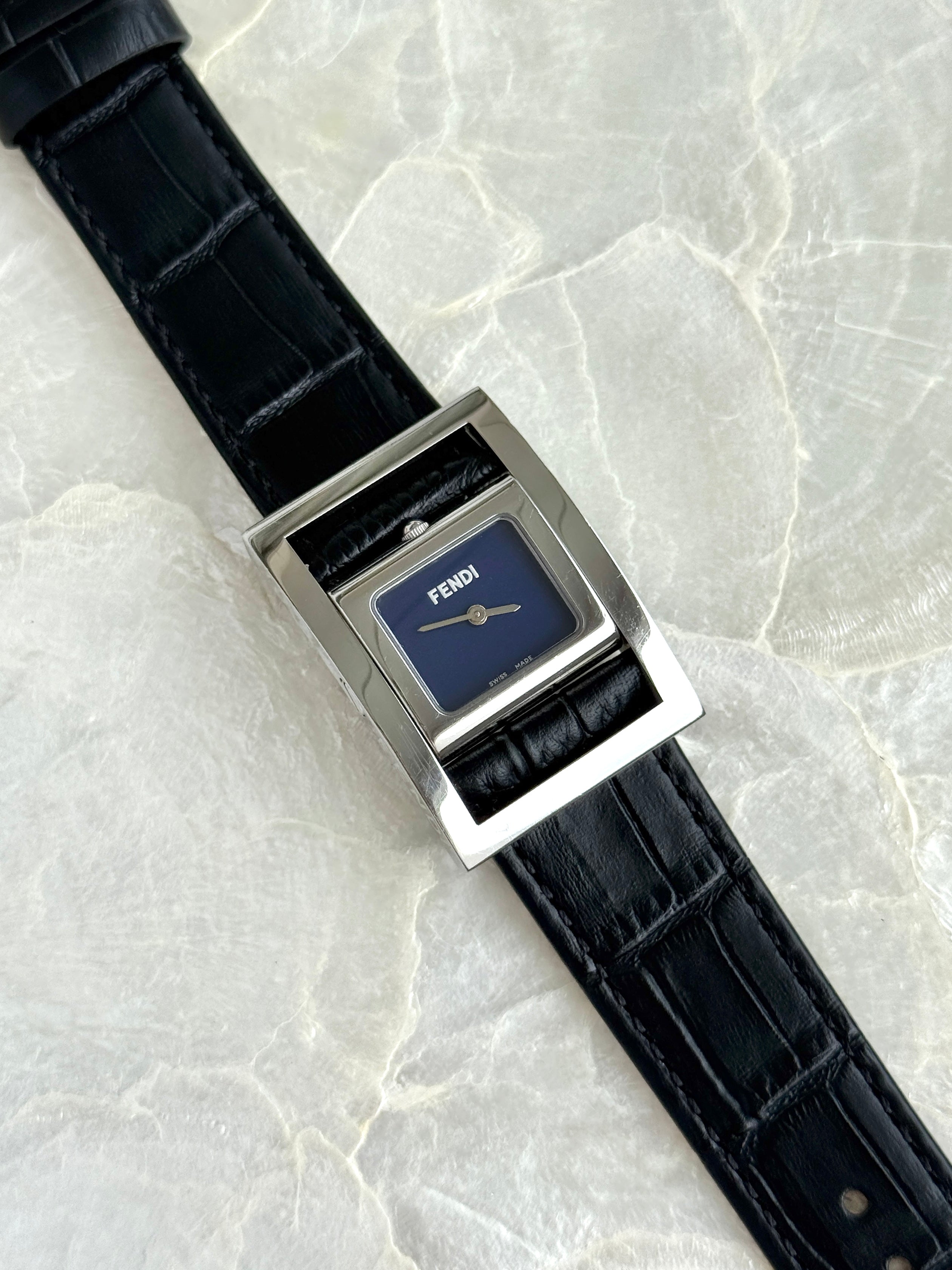 Rare 1990s Vintage Fendi Reversible Conceal Blue Dial