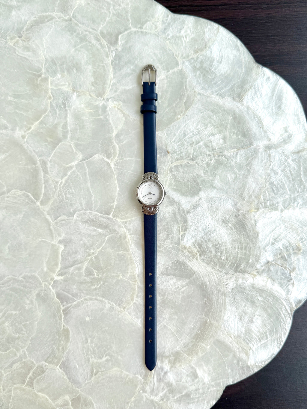 Vintage Sylph by Citizen Petite Silver Toned with Navy Straps